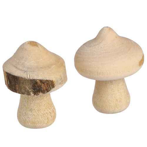 Artikel Strooidecoratie mini paddestoelen houten decoratie naturel met schors Ø2cm 36 st
