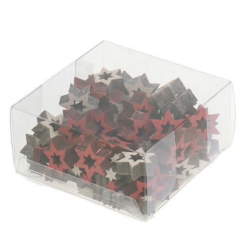 Floristik24 Hout ster mix voor strooien rood, grijs 2cm 96st