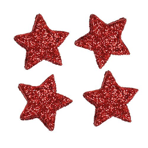 Strooidecoratie sterren rood 2,5cm mica 96 st