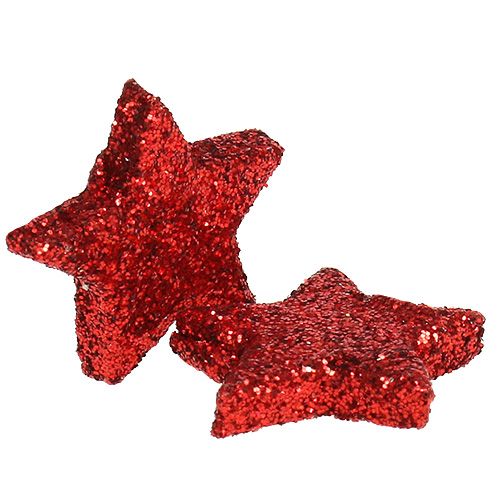 Artikel Strooidecoratie sterren rood 2,5cm mica 96st
