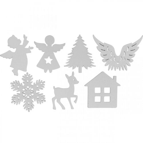 Floristik24 Strooidecoratie Kerst houtmix wit 4cm 72 st