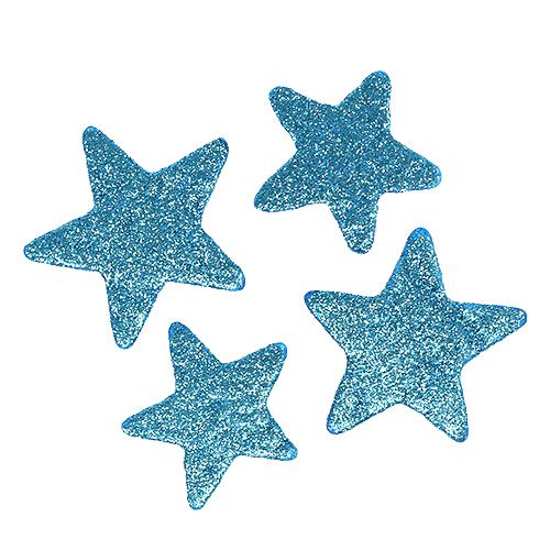 Floristik24 Strooidecoratie kerstster turkoois 3,5-4,5cm 24 st