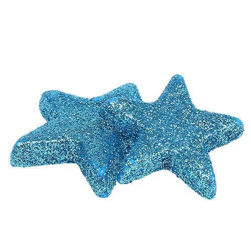 Floristik24 Strooidecoratie kerstster turkoois 3,5-4,5cm 24 st