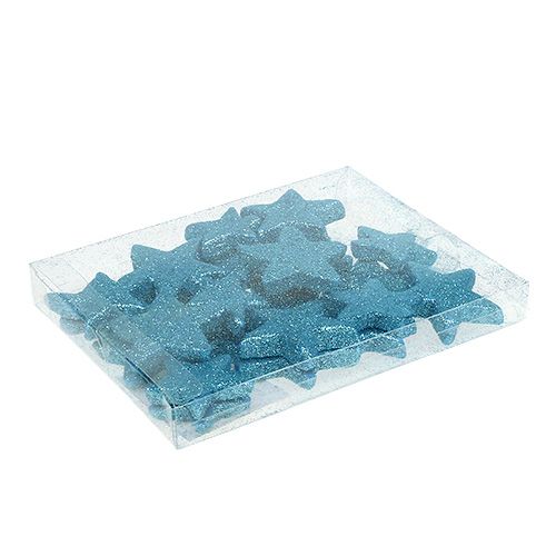 Floristik24 Strooidecoratie kerstster turkoois 3,5-4,5cm 24 st