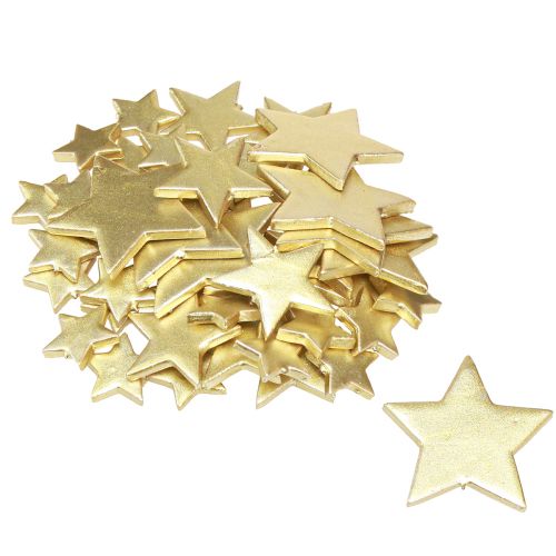 Artikel Verspreide decoratie sterren goud Ø3/5/7cm – 2e keus – 44 stuks