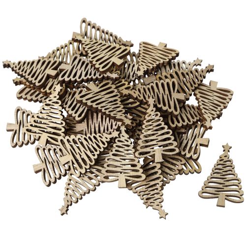 Artikel Strooidecoratie kerstboom naturel 3x4,5cm 72 st