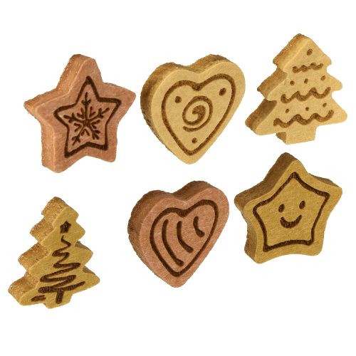 Strooidecoratie Kersttafeldecoratie hout assorti 4cm 12st