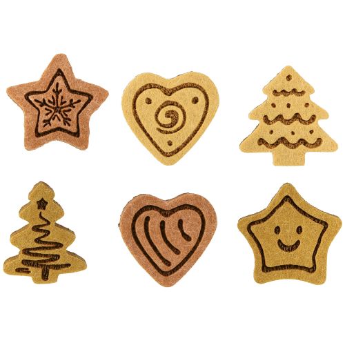 Artikel Strooidecoratie Kersttafeldecoratie hout assorti 4cm 12st