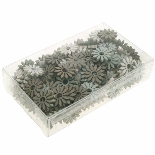 Floristik24 decoratie om te strooien bloem bruin, lichtgrijs, witte houten bloemen om 144p te verspreiden