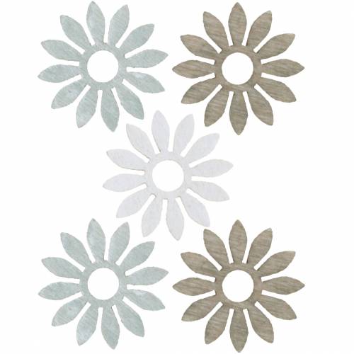 Floristik24 decoratie om te strooien bloem bruin, lichtgrijs, witte houten bloemen om 144p te verspreiden