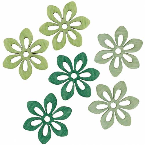 Floristik24 Strooi decoratie bloem groen, licht groen, mint hout bloemen om te strooien 144st