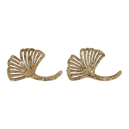 Floristik24 Strooidecoratie goud gingko decoratie gingko blad glitter 3×4cm 72 st