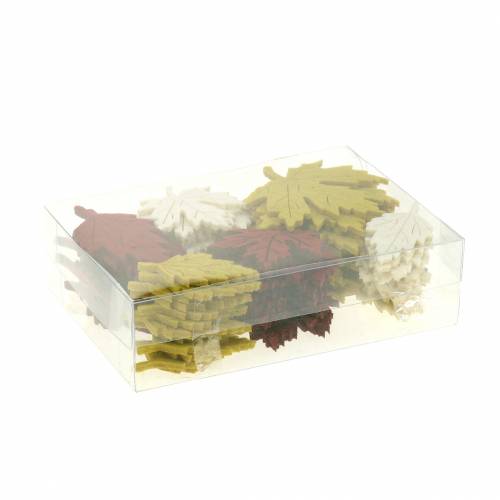 Floristik24 Strooidecoratie herfstbladeren vilt Bordeaux/crème/groen 72 st