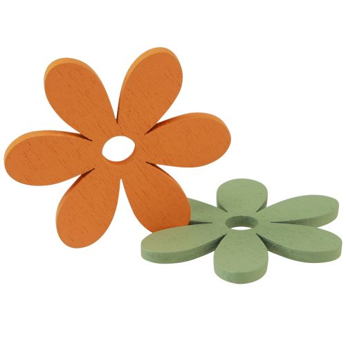 Artikel Strooidecoratie hout bloemen gekleurde tafeldecoratie Ø3-4cm 48 st