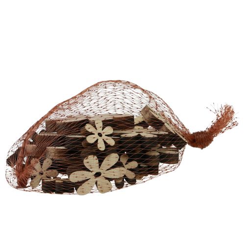 Artikel Strooidecoratie hout bloemen naturel bruin tafeldecoratie Ø2-6cm 20 st