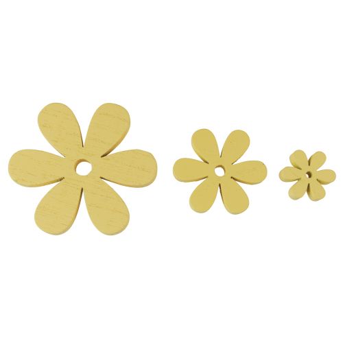 Floristik24 Strooidecoratie hout gele bloemen zomerse tafeldecoratie Ø2–6cm 20st