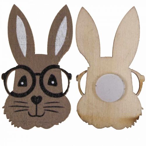 Artikel Strooidecoratie houten konijn met bril bruin wit 2,5×4,5cm 48st