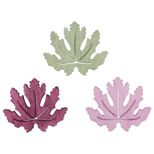 Strooidecoratie hout herfstbladeren tafeldecoratie paars roze groen 4cm 72st