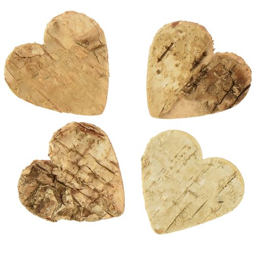Floristik24 Strooidecoratie houten hart houten harten schors berk 4cm 60 st
