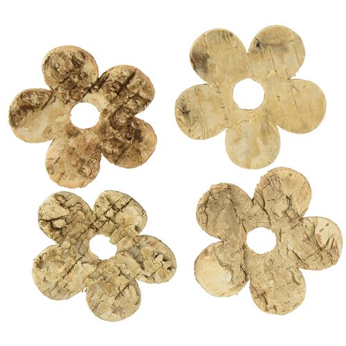 Artikel Strooidecoratie houtschors bloemen berk vintage Ø5cm 36 st