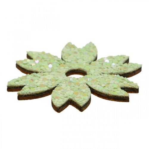 Artikel Strooidecoratie houten strooidelen lente Pasen groen 2–4cm 64 st