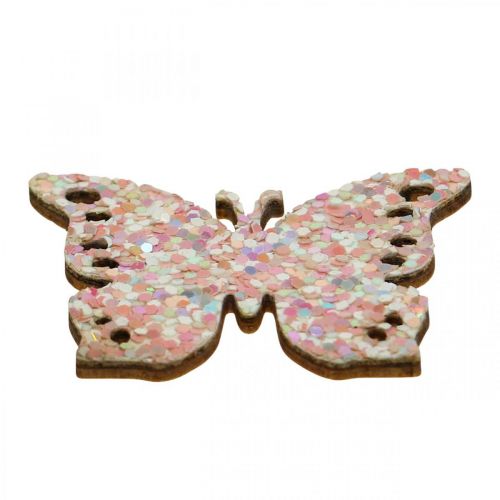 Strooidecoratie hout, strooistukken lente Pasen roze 2–4cm 64st