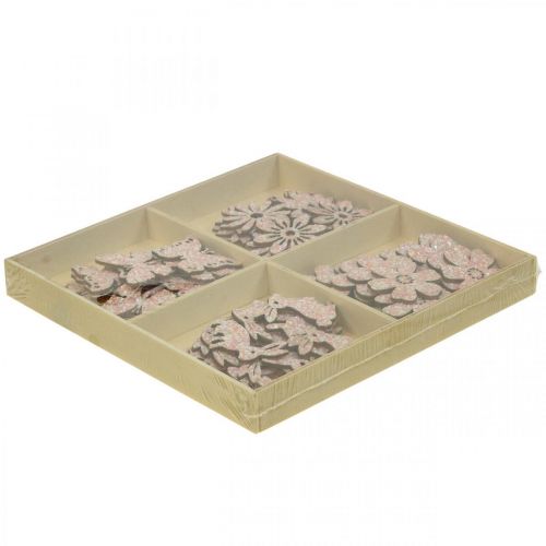 Artikel Strooidecoratie hout, strooistukken lente Pasen roze 2–4cm 64st