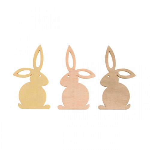 Floristik24 Houten strooidecoraties, Paasstrooistukken, Paashaas, gele tinten 4cm, 72 stuks