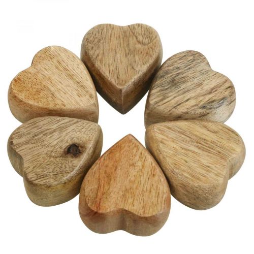 Floristik24 Strooidecoratie houten harten tafeldecoratie hart hout natuur 5cm 6st