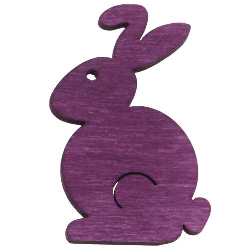 Artikel Strooidecoratie houten paashaasjes zitten gekleurd 2,5cm x 4cm 72 st
