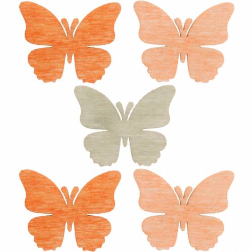 Strooidecoratie vlinder houten vlinders zomerdecoratie oranje, abrikoos, bruin 144 stuks
