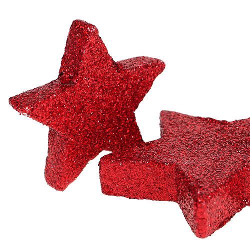 Artikel Strooidecoratie sterren rood, mica 4-5cm 40 st
