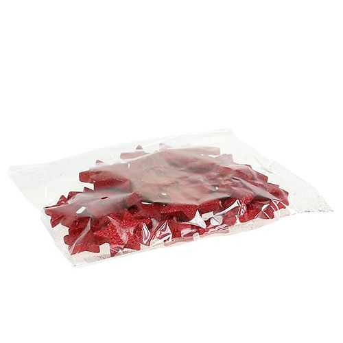 Artikel Strooidecoratie sterren rood, mica 4-5cm 40 st
