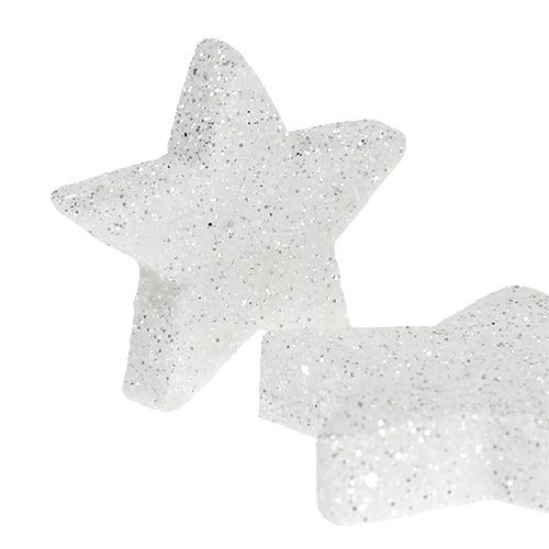 Artikel Strooidecor sterren wit met mica 4-5cm 40st