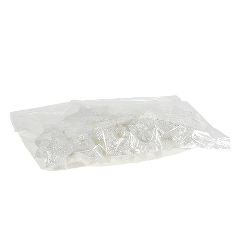 Artikel Strooidecoratie sterren wit met mica 4-5cm 40 st