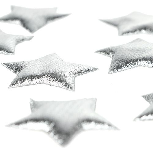 Floristik24 Verspreide stof sterren zilver 3cm 100st