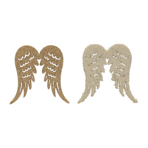 Floristik24 Strooidecoratie Kerst houten engelenvleugels glitter 3×4cm 72 st
