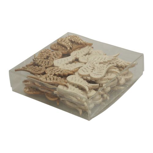 Floristik24 Strooidecoratie Kerst houten engelenvleugels glitter 3×4cm 72 st