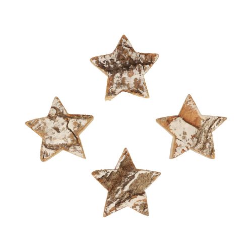 Artikel Strooidecoratie Kerst houten sterren schors gewit Ø5cm 12 st