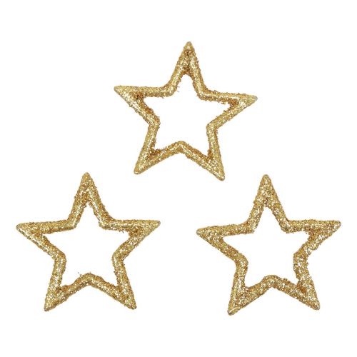 Floristik24 Strooidecoratie kerststerren gouden glitter Ø4cm 120st