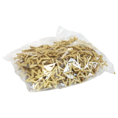 Floristik24 Strooidecoratie kerststerren gouden glitter Ø4cm 120 st
