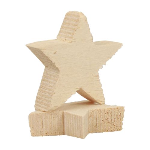 Artikel Strooidecoratie Kerststerren naturel houten sterren Ø4cm 24 st