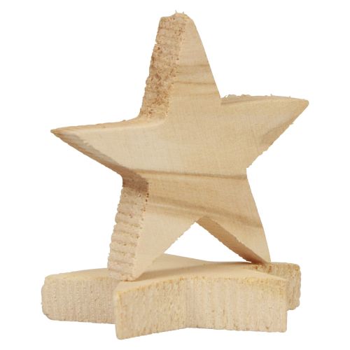 Artikel Strooidecoratie Kerststerren naturel houten sterren Ø5,5cm 12 st