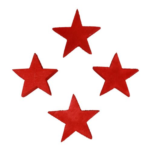 Artikel Strooidecoratie kerststerren rode houten sterren Ø4cm 24st