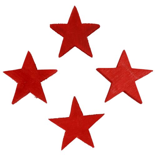 Artikel Strooidecoratie kerststerren rode houten sterren Ø5,5cm 12st