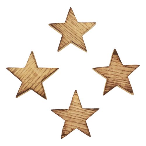 Artikel Strooidecoratie kerststerren gevlamde houten sterren 5,5cm 12st