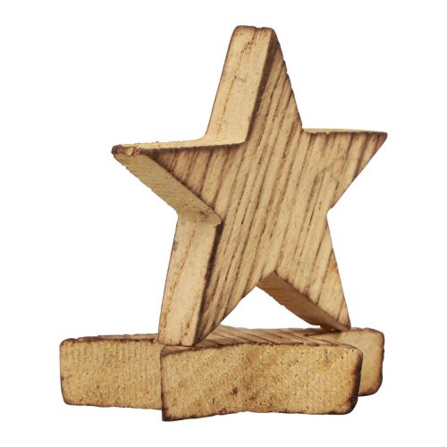 Artikel Strooidecoratie kerststerren gevlamde houten sterren 5,5cm 12st