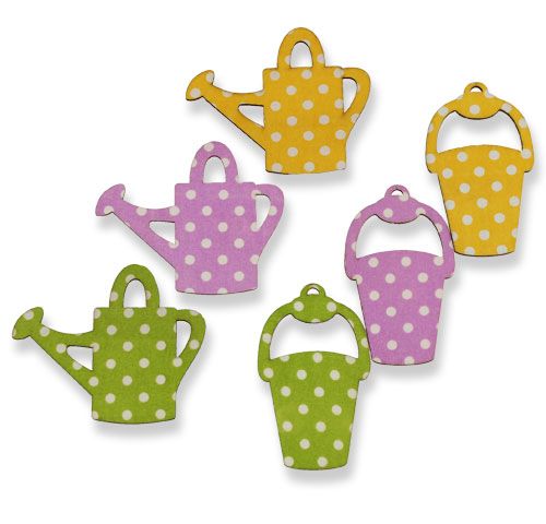 Floristik24 Gieter / emmer gemaakt van hout 8cm assorti 12st