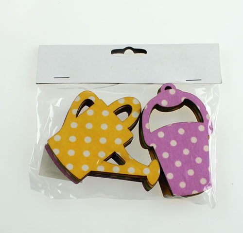 Floristik24 Gieter / emmer gemaakt van hout 8cm assorti 12st