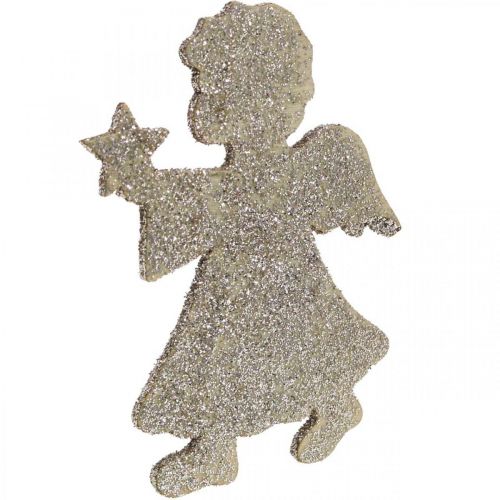 Artikel Strooidecoratie Kerstengel decoratie goud glitter H8cm 24st